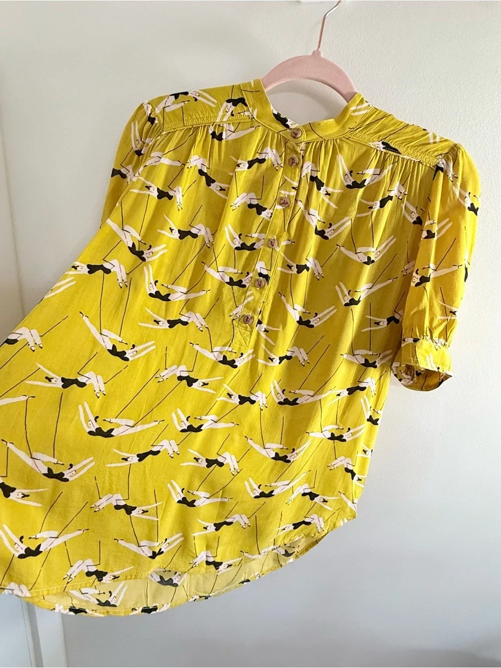 Anthropologie Emily Isabella Mustard Yellow Flying Trapeze Top